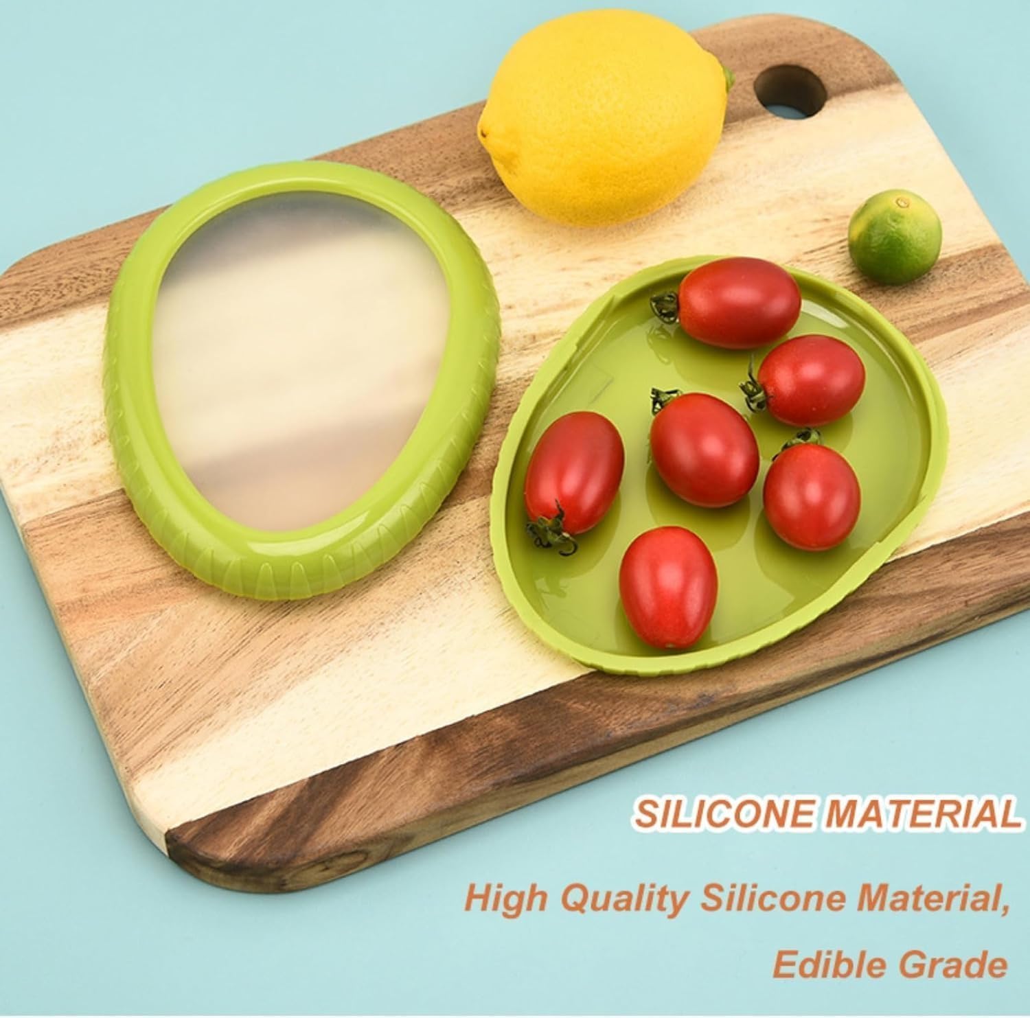Avocado Saver and Tomato Holder - Set of 4 Reusable Storage Containers for Fridge