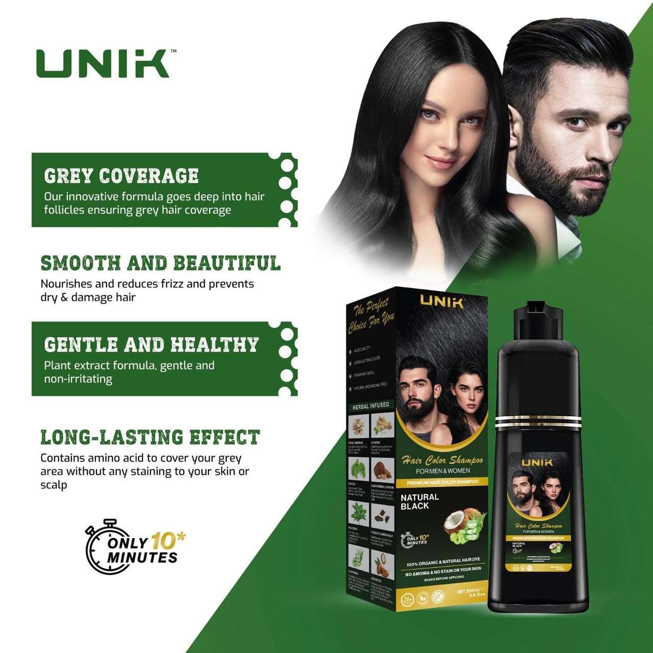 Ammonia-Free, Vegan & Cruelty-Free | 2 Colors: Natural Black & Dark Brown, 500ml
