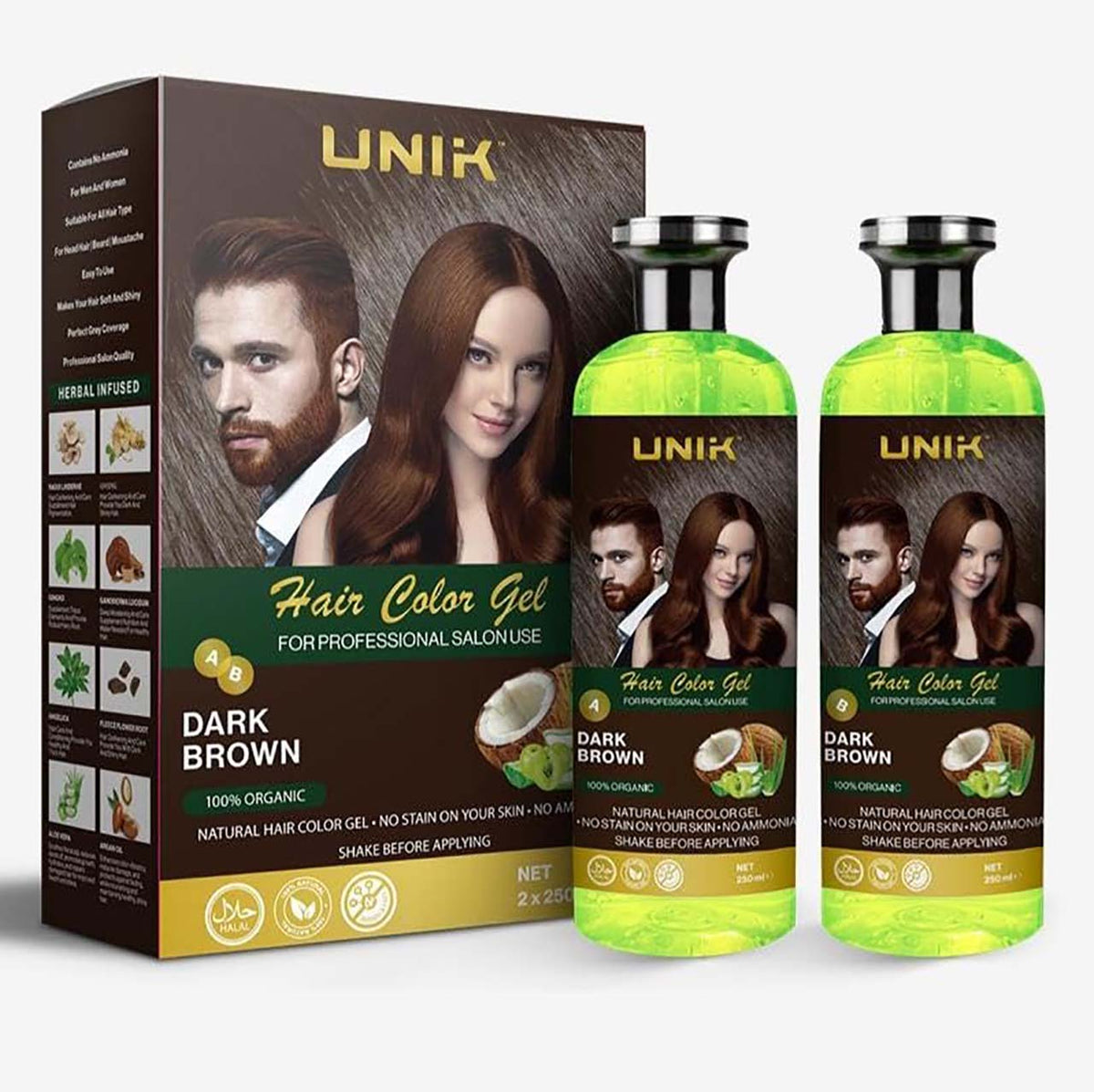 Ammonia-Free, Vegan & Cruelty-Free | 2 Colors: Natural Black & Dark Brown, 500ml
