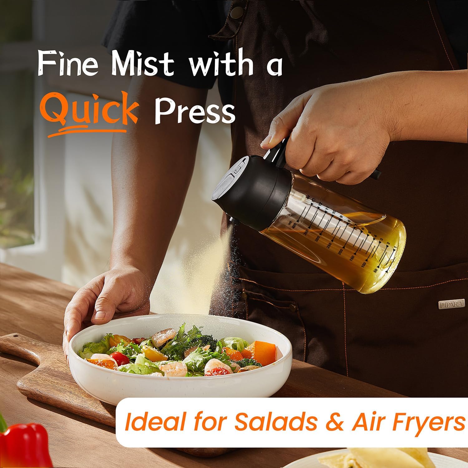 2-in-1 Glass Olive Oil Sprayer & Dispenser – 16oz for Cooking, Salad, BBQ & More