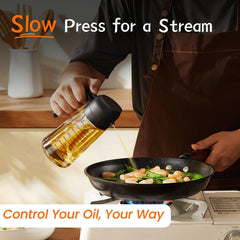 2-in-1 Glass Olive Oil Sprayer & Dispenser – 16oz for Cooking, Salad, BBQ & More