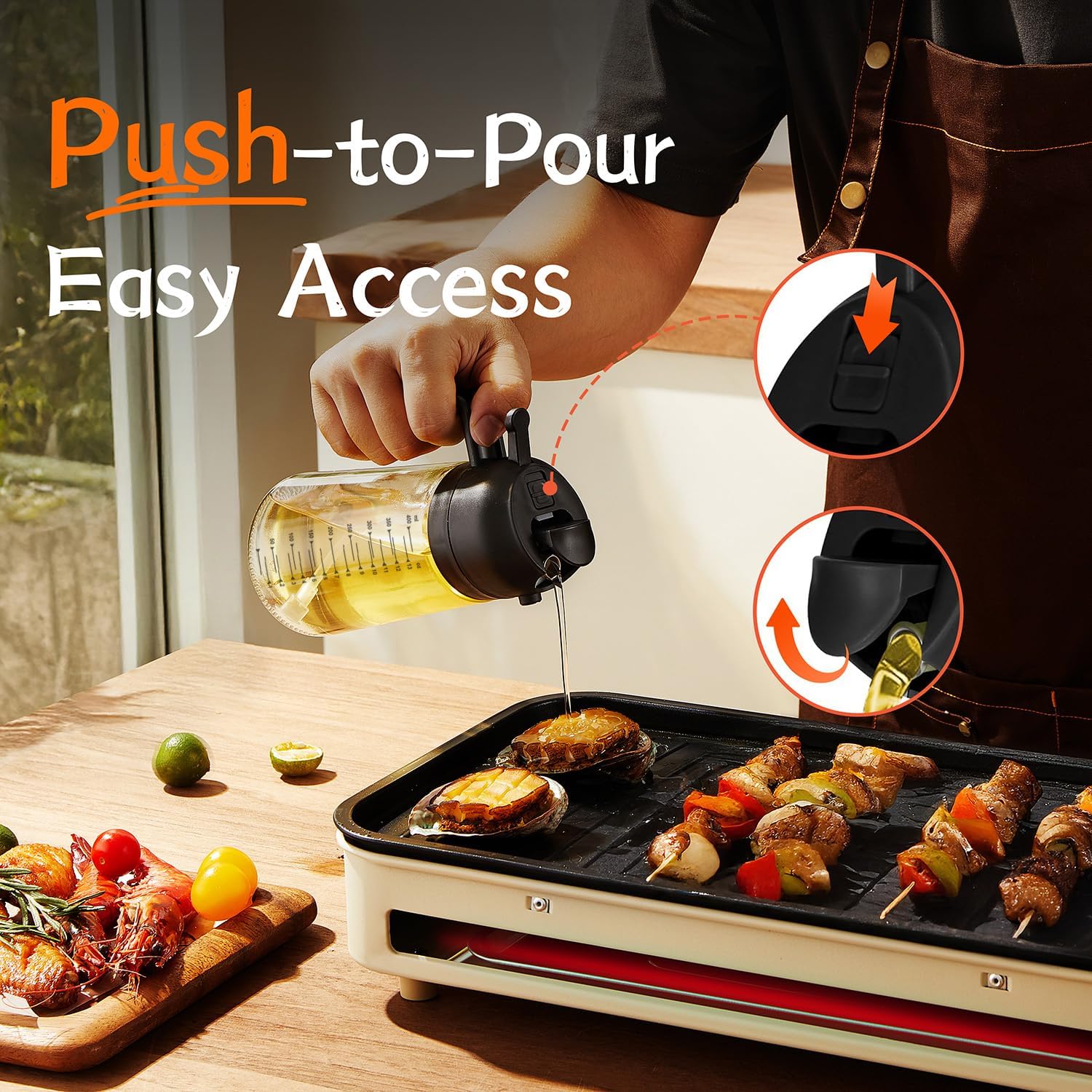 2-in-1 Glass Olive Oil Sprayer & Dispenser – 16oz for Cooking, Salad, BBQ & More