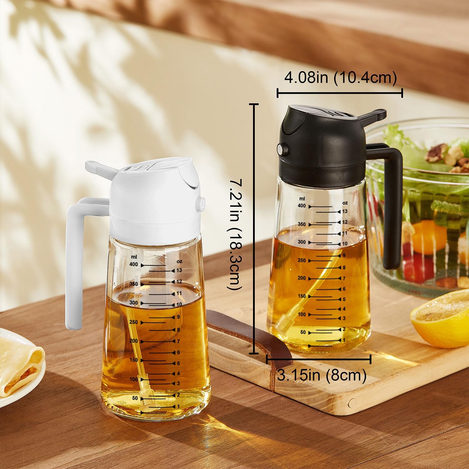 2-in-1 Glass Olive Oil Sprayer & Dispenser – 16oz for Cooking, Salad, BBQ & More