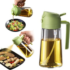 2-in-1 Glass Olive Oil Sprayer & Dispenser – 16oz for Cooking, Salad, BBQ & More