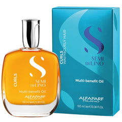 Alfaparf Milano Semi Di Lino Curls Multi-Benefit Hair Oil - Curl Definer, Humidity Shield & Hair Strengthening Oil for Curly Hair - Redefines Hair Shine - Healthy, Vegan Hair Care