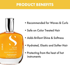 Alfaparf Milano Semi Di Lino Curls Multi-Benefit Hair Oil - Curl Definer, Humidity Shield & Hair Strengthening Oil for Curly Hair - Redefines Hair Shine - Healthy, Vegan Hair Care