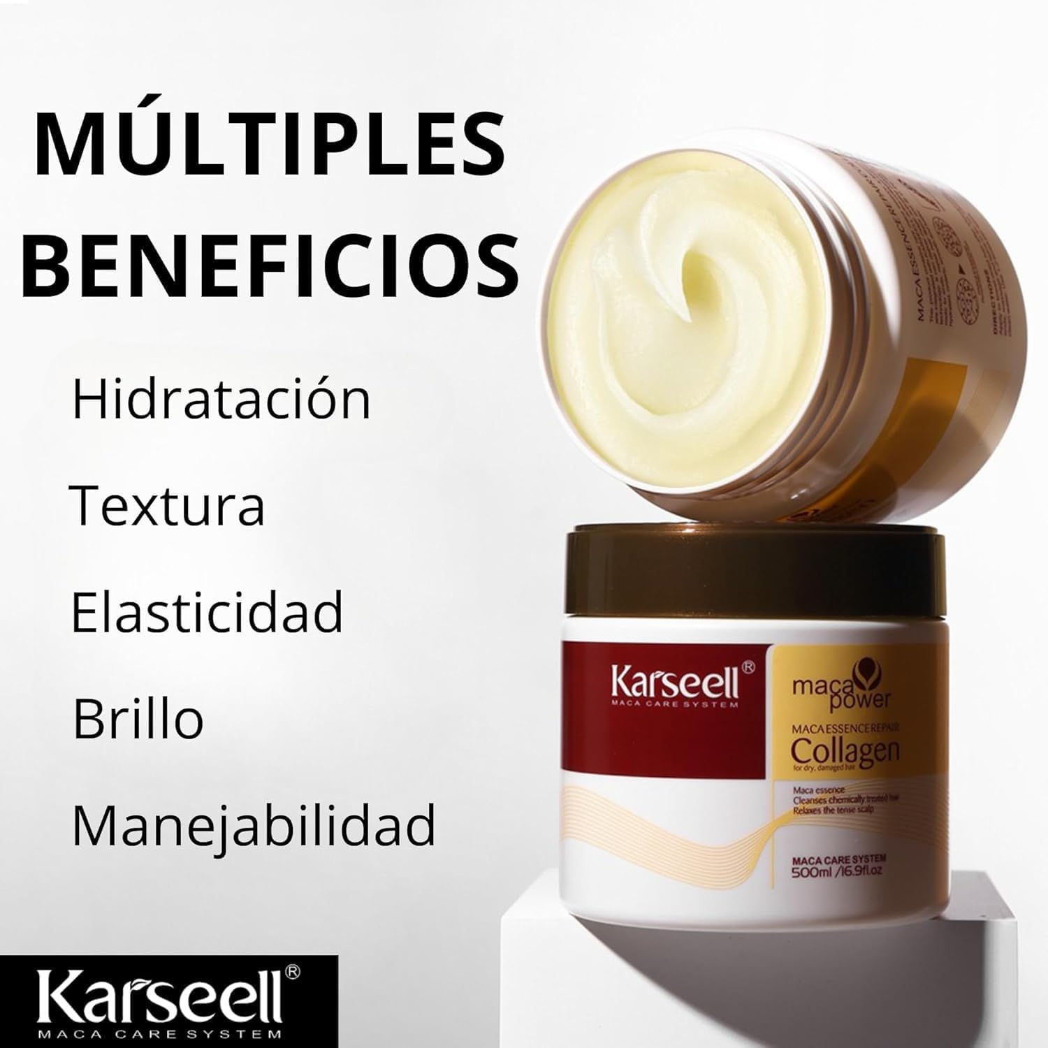 Karseell Mascarilla de Colágeno 500ml restores damaged hair, adds shine, strength & deep hydration