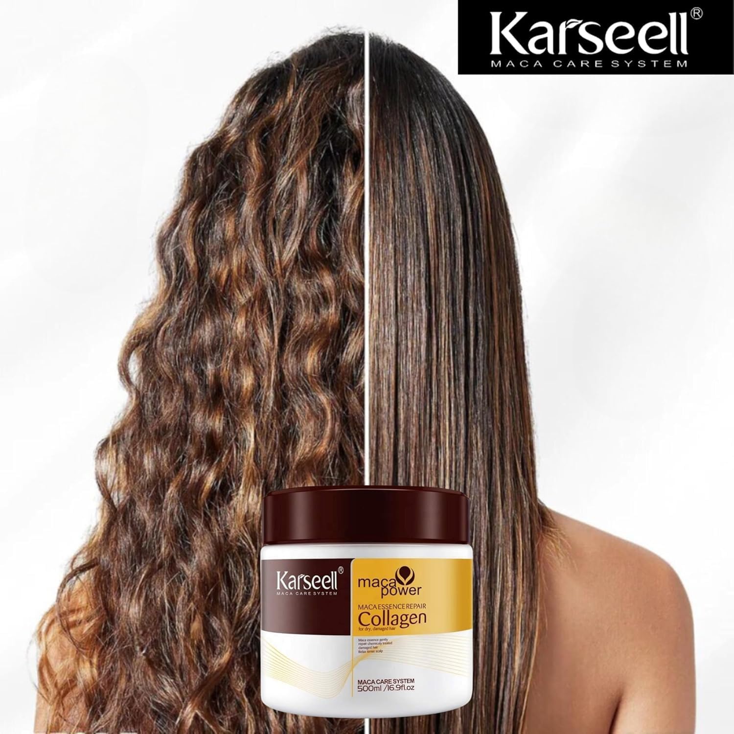 Karseell Mascarilla de Colágeno 500ml restores damaged hair, adds shine, strength & deep hydration