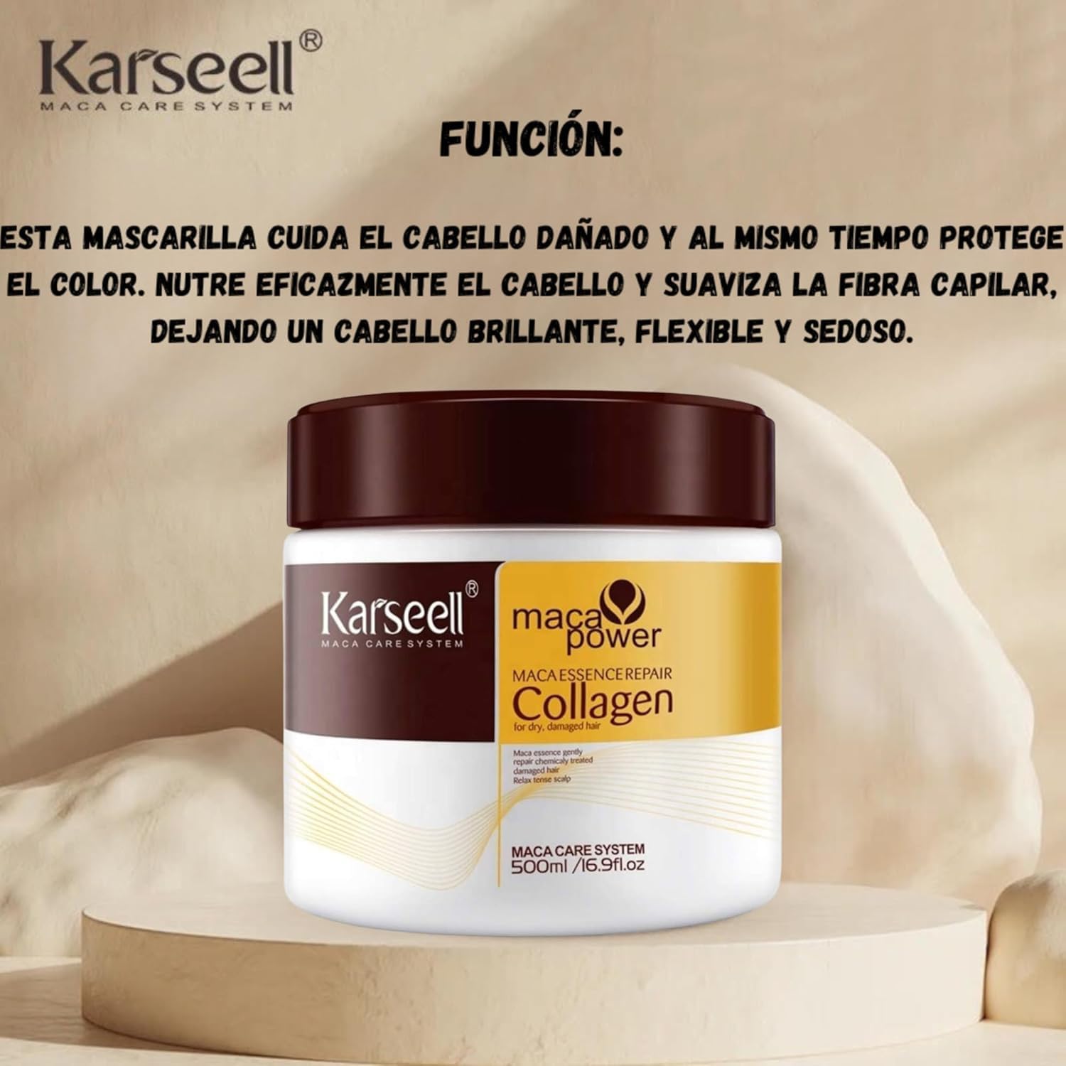 Karseell Mascarilla de Colágeno 500ml restores damaged hair, adds shine, strength & deep hydration