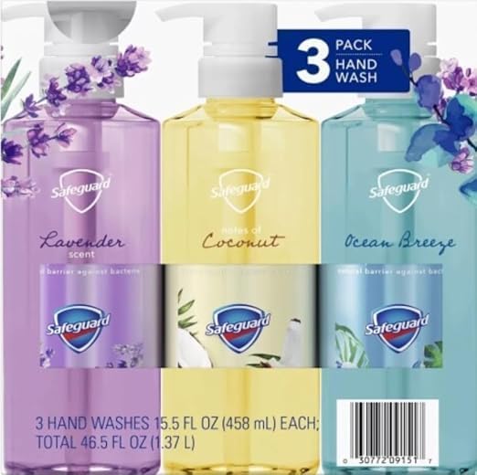 Safeguard Ultimate Care Liquid Hand Soap 15.5 fl Bottles 3-Pack, Multiple Scents