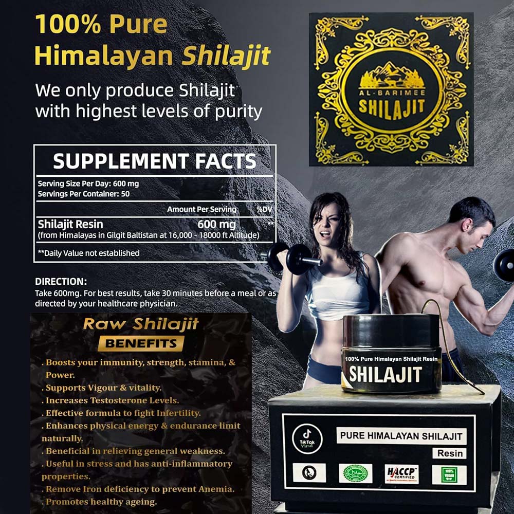 Pure Himalayan Shilajit For Stamina, Muscle Build 75% Fulvic Acid | 85+ Minerals