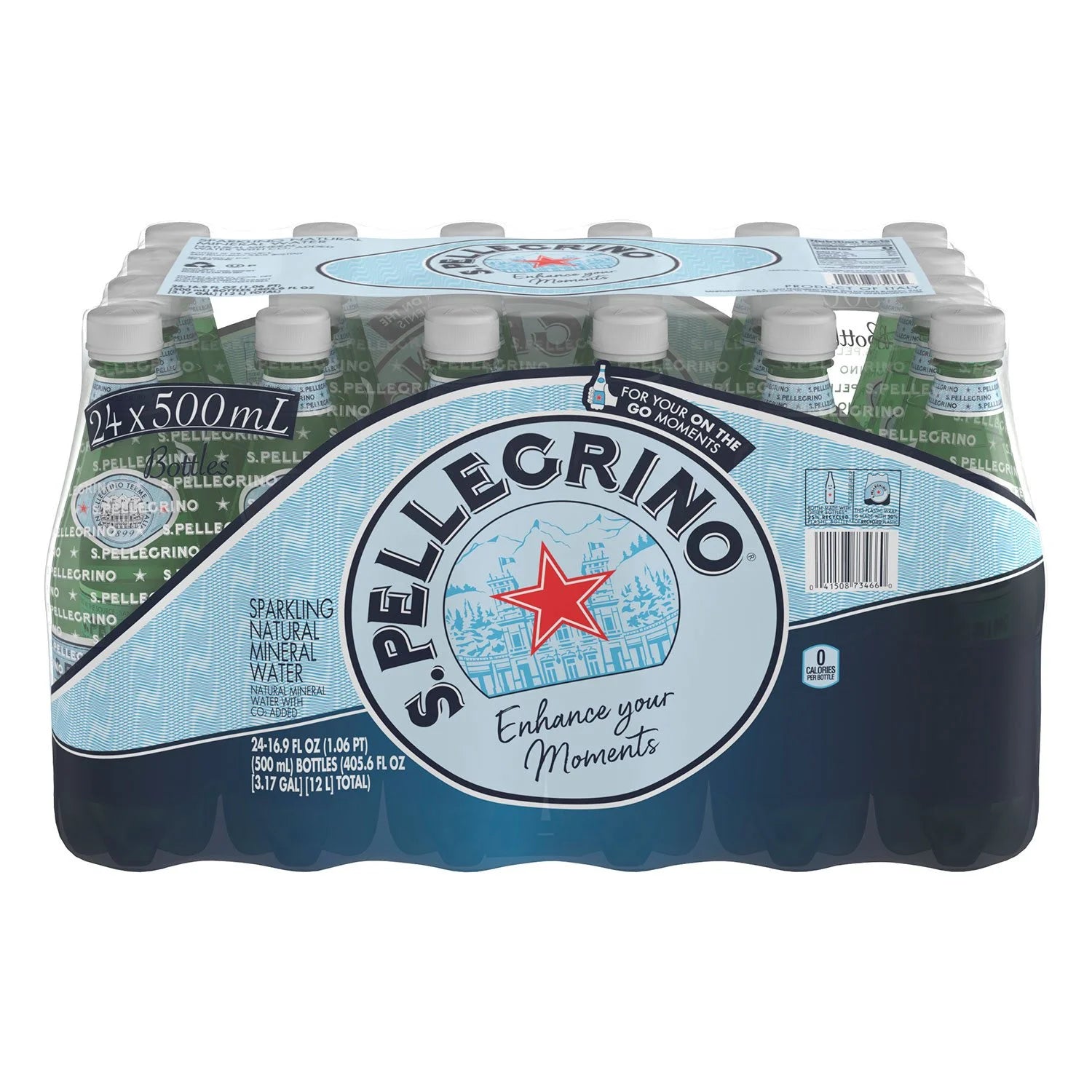 S.Pellegrino Sparkling Natural Mineral Water, 16.9 fl oz (500ml), Pack of 24 Bottles