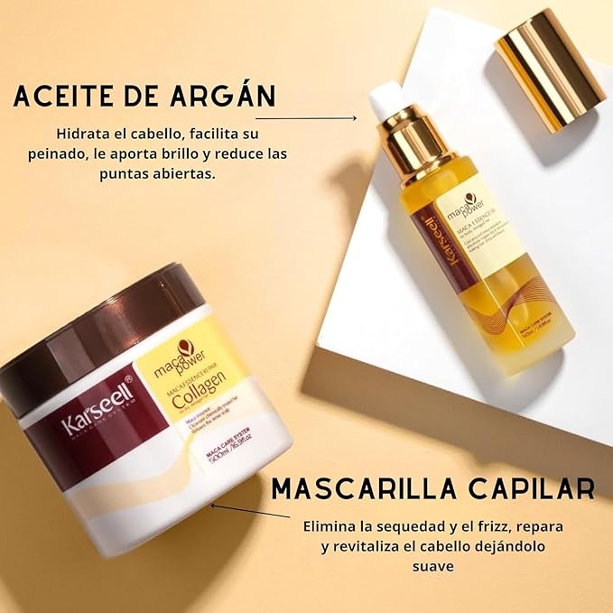 Karsell Repair Set Collageno Mascarilla 500ml + Essence Oil 50ml for deep hair repair & nourishment