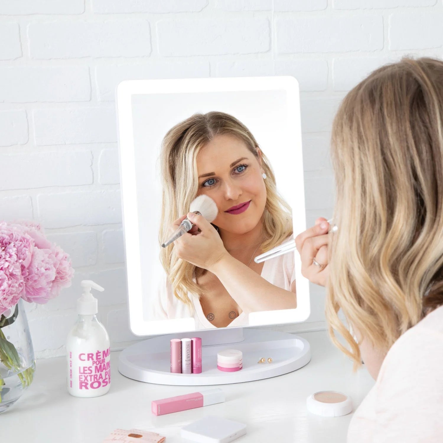 Thinkspace Lighted Makeup Mirror: 3-tone LED lighting, touch-dim, sleek vanity essential