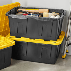 Member's Mark 27 Gallon Heavy-Duty Black and Yellow Storage Tote, 20.6" D x 30.6" W x 14.3" H, 1 pack or 4 pack