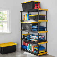 Member's Mark 27 Gallon Heavy-Duty Black and Yellow Storage Tote, 20.6" D x 30.6" W x 14.3" H, 1 pack or 4 pack