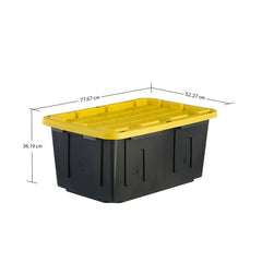 Member's Mark 27 Gallon Heavy-Duty Black and Yellow Storage Tote, 20.6" D x 30.6" W x 14.3" H, 1 pack or 4 pack