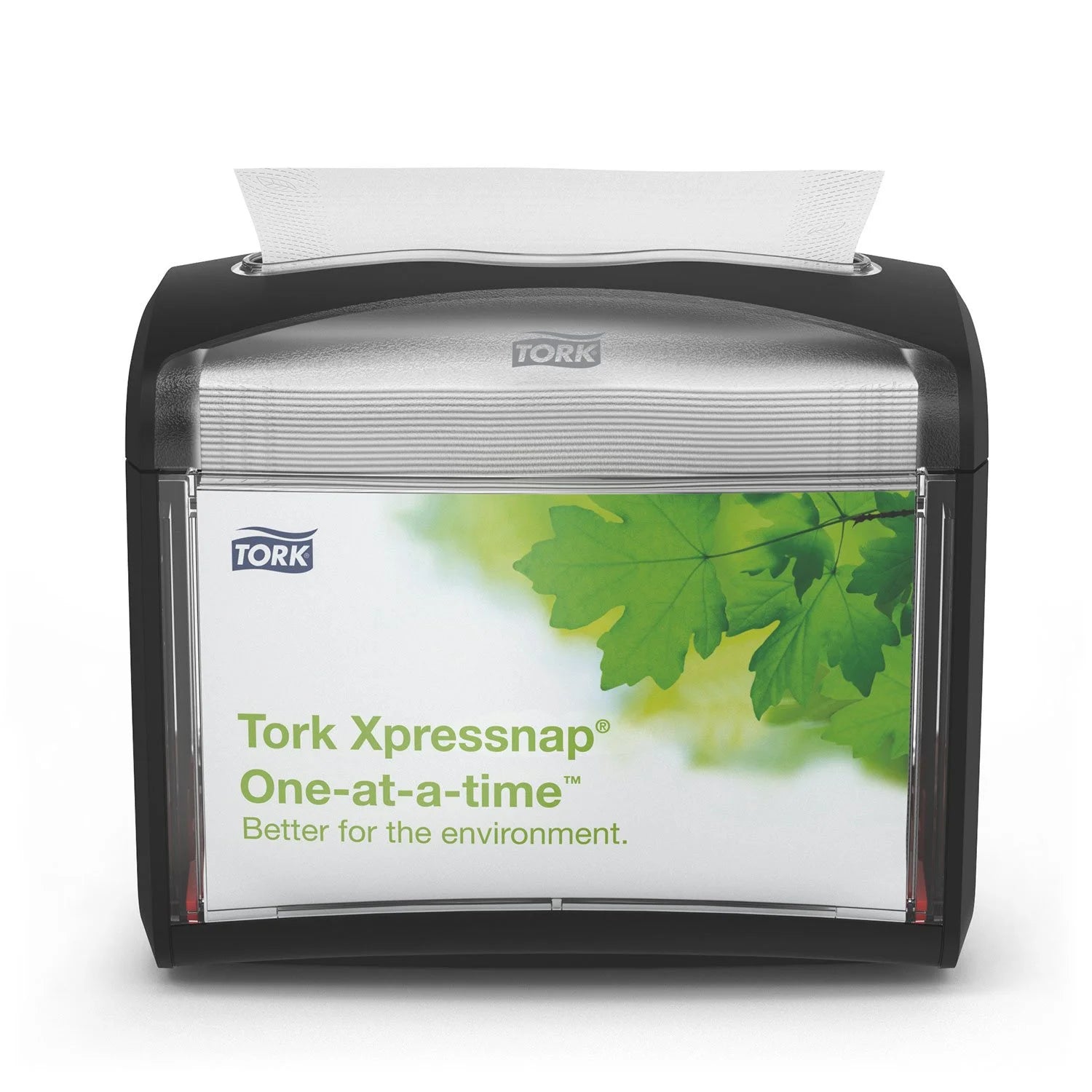 Tork Xpressnap Tabletop Napkin Dispenser, Black – One-at-a-time, sleek & space-saving design
